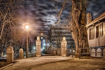 Most Groszowy w Opolu w nocy - obrazy, fototapety, plakaty