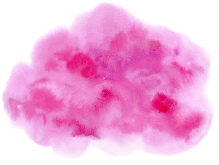 Watercolor pink blot isolated on white background