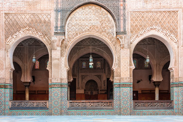 Inside interior of The Madrasa Bou Inania ( Medersa el Bouanania ) is acknowledged as an excellent...
