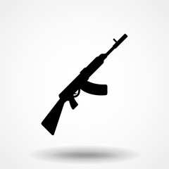 Kalashnikov machine gun solid icon. Ak47 vector illustration isolated on white. Weapon glyph style design, designed for web and app. Eps 10