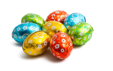 easter eggs in foil isolated