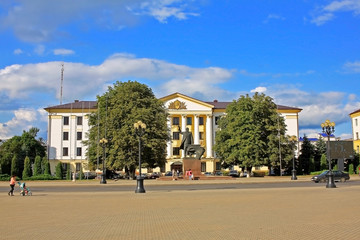 Naklejka premium The Central square of Borisov, Belarus