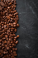 Coffee beans. Top view. Free space for your text.