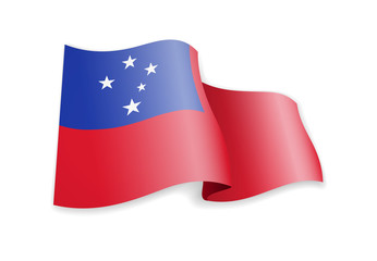 Samoa flag in the wind. Flag on white vector illustration
