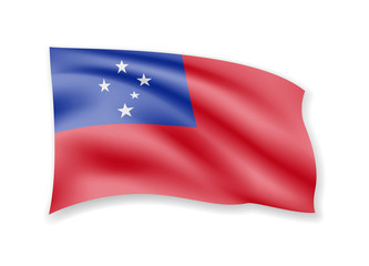 Waving Samoa flag on white. Flag in the wind vector illustration.