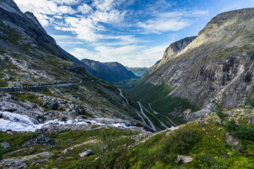 Fototapeta na wymiar Breathtaking scenery of the Trollstigen (Trolls Path), one of the most famous road of Norway