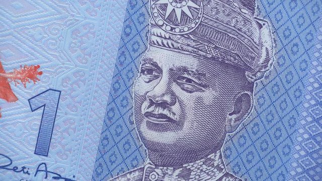 Malaysia ringgit notes macro rotating. Malaysian money, currency. 4K stock video footage