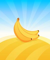 Banner template with Banana. Ads Poster with copy space on top and bottom area.