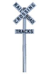 Railroad crossing warning sign for vehicle traffic