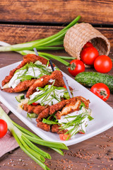grilled meat with vegetables