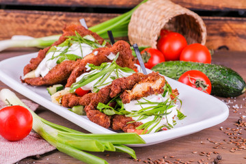 grilled meat with vegetables