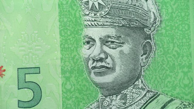 Malaysia ringgit notes close up rotating. Malaysian money, currency. 4K stock video footage