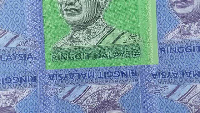 Malaysia currency ringgit slow rotating. Malaysian money. 4K stock video footage