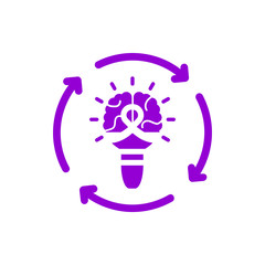creative idea , business idea , light bulb, bulb, creative idea solution dark violet color  icon 