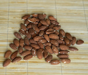 Healthy food  for background image close up almond nuts. Texture