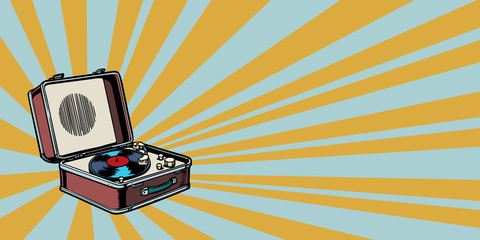 retro vinyl record player pop art background © rogistok