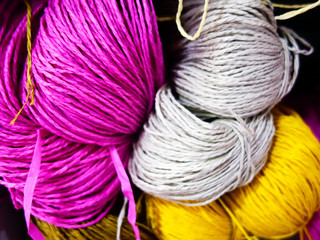 Yarn Wool Gray Yellow Ball a Wool,