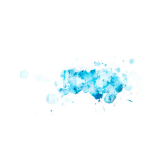 Fototapeta premium Watercolor blot of blue with splashes and stains. Drawn by hand.