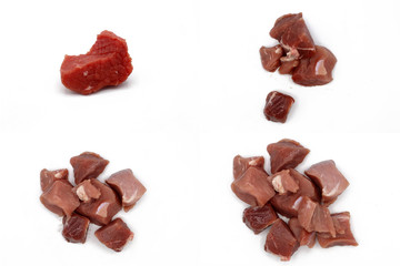 fresh meat pieces on isolated white background