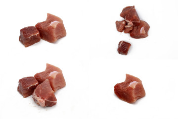 fresh meat pieces on isolated white background