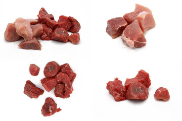 fresh meat pieces on isolated white background