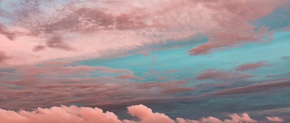 Exotic Teal Blue, Orange and Pink Sunset Sky