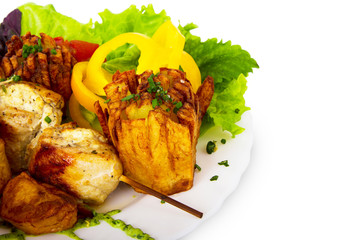 Potatoes and fried meat