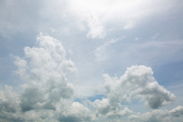 Fototapeta na wymiar Teal Blue Sky Overlay With Dramatic White Clouds