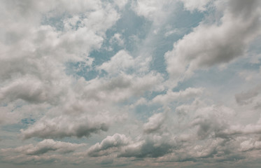 Teal Blue Sky Overlay With Dramatic White Clouds