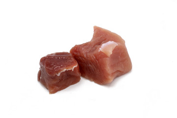 fresh meat pieces isolated on white background