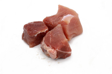 fresh meat pieces isolated on white background