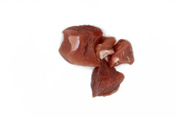 fresh meat pieces isolated on white background