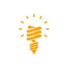 Fototapeta premium creative idea , business idea , light bulb, bulb, creative idea solution orange color icon 