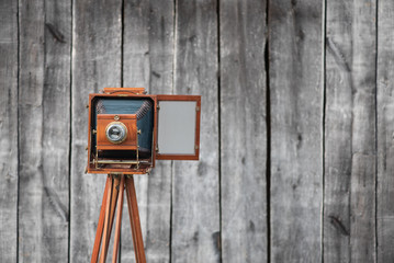 Retro large format camera on tripod. Concept - photography of the 1930s-1950s