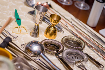bartender's tools on the table
