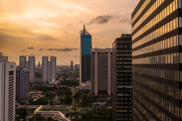 Beautiful Jakarta skyline at dusk time