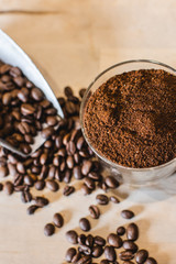 Café en grains et en poudre