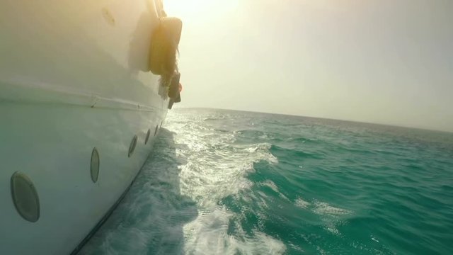 People are having fun on the Luxury yacht at sea
