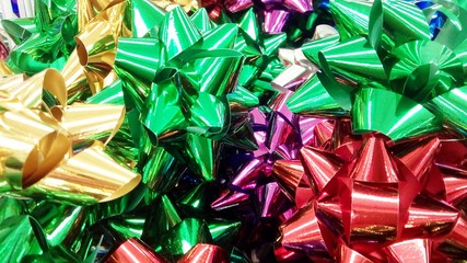 bows for gifts background in the store