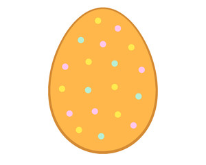 Orange egg with blue, pink and yellow circles