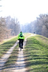 cyclist on a trip in spring weather