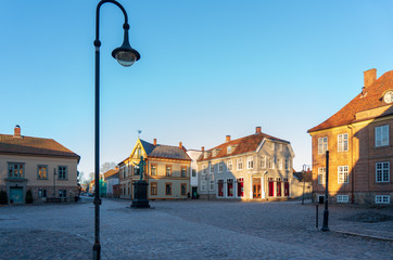 Fototapeta na wymiar Gamle Fredrikstad marked square, Stare miasto, old city, gamlebyen , Kongsten fort Norge Norway Norwegia 