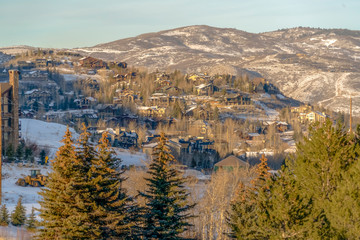 Obraz premium Mountain houses in Park City Utah on a sunny day