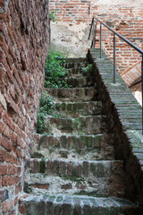 stairs to path along city wall in Cittadella, Italy