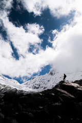 Man Standing on Top of Mountains 