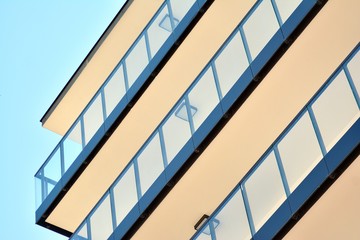 Fototapeta premium New-build residential building on a sunny summer day