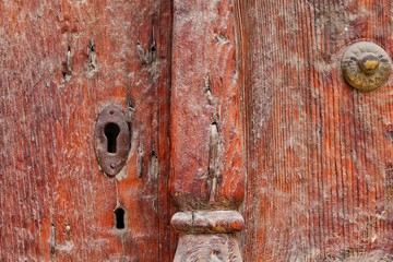 Details of an old brown door