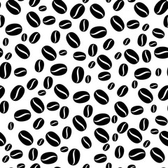 Seamless vector pattern of black coffee beans