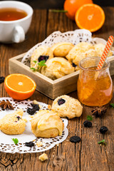 Mini Scones Variety. Orange and Blueberry Mini Scone Cookies. Selective focus.