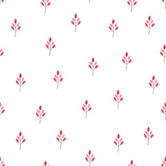Fototapeta na wymiar Seamless pattern of decorative branch of flowers. Isolated on a white background